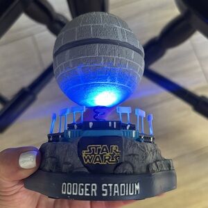 Rare collectible Star Wars LA Dodgers bobble Death Star w/blue light new in box!